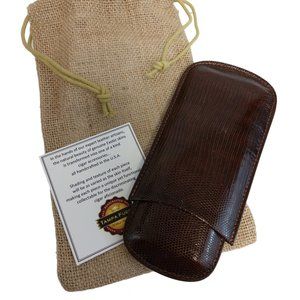 Tampa Fuego Genuine Lizard Leather Brown Cigar Case